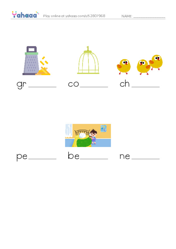 RAZ Vocabulary K: Chickens in My Backyard PDF worksheet to fill in words gaps