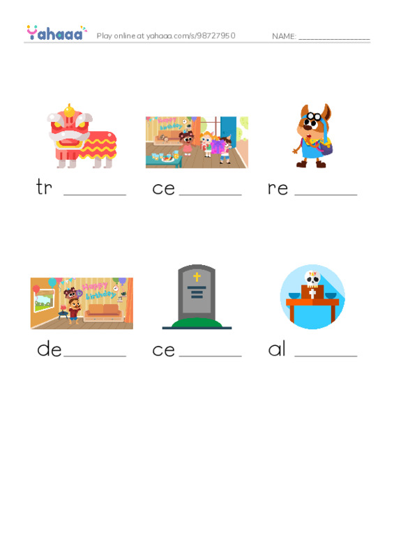 RAZ Vocabulary K: Dia de los Muertos PDF worksheet to fill in words gaps