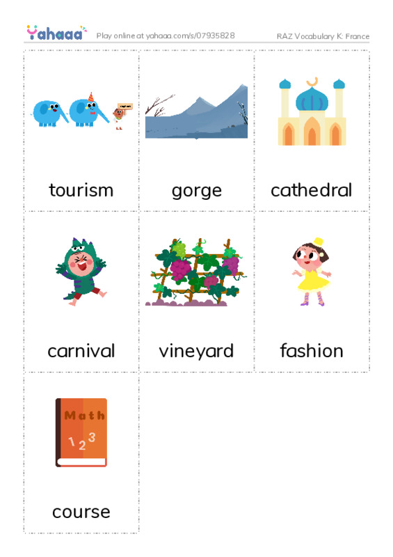 RAZ Vocabulary K: France PDF flaschards with images