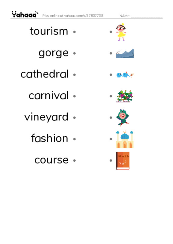 RAZ Vocabulary K: France PDF link match words worksheet