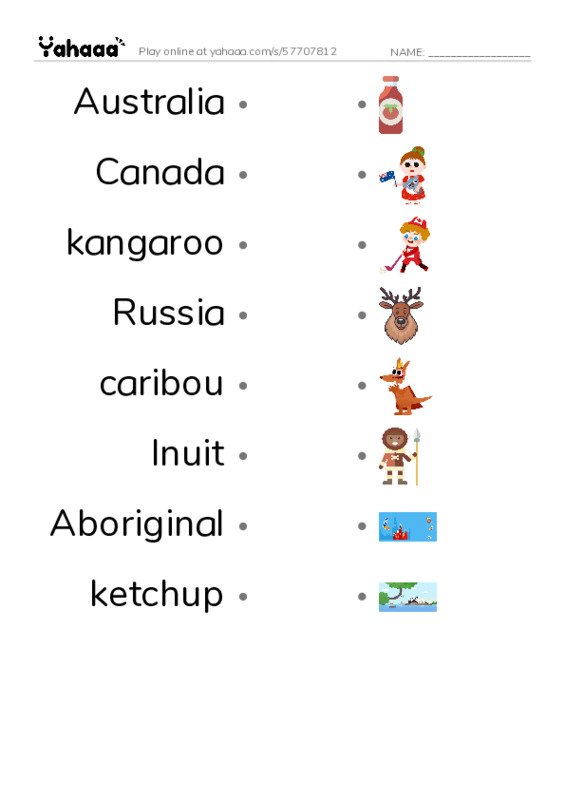 RAZ Vocabulary K: Friends Around the World PDF link match words worksheet