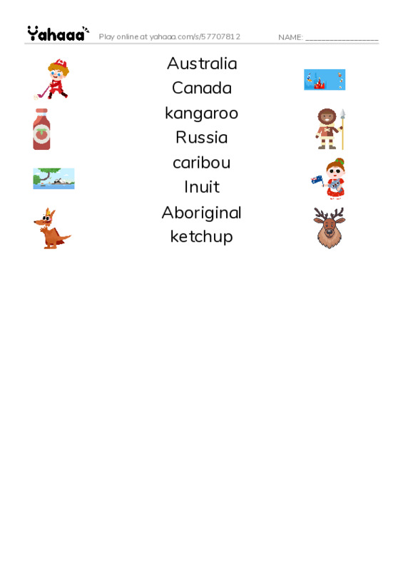 RAZ Vocabulary K: Friends Around the World PDF three columns match words