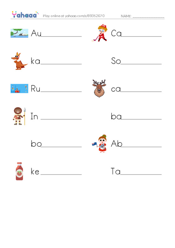 RAZ Vocabulary K: Friends Around the World PDF worksheet writing row