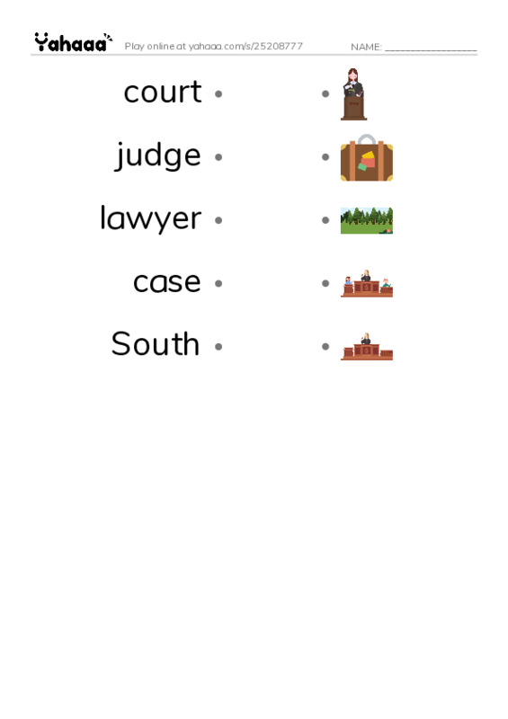 RAZ Vocabulary K: Good for Thurgood PDF link match words worksheet