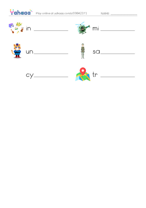 RAZ Vocabulary K: Hugs for Daddy PDF worksheet writing row