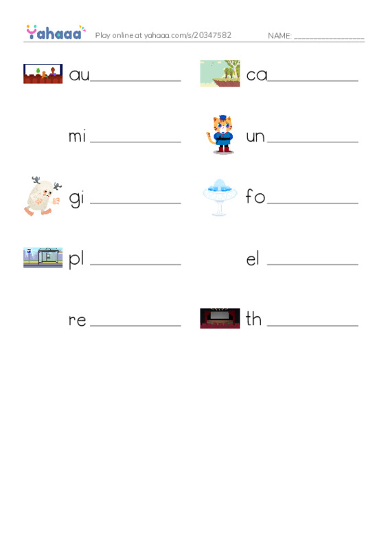 RAZ Vocabulary K: I Love City Parks PDF worksheet writing row