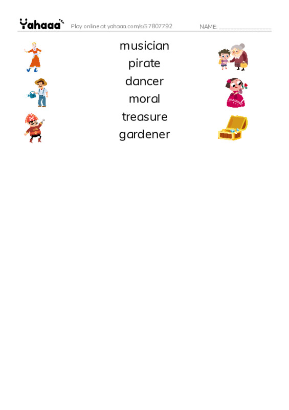 RAZ Vocabulary K: Id Like to Be2 PDF three columns match words