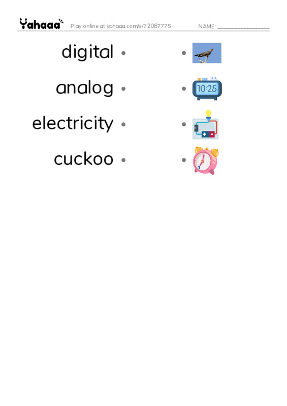 RAZ Vocabulary K: Its About Time PDF link match words worksheet