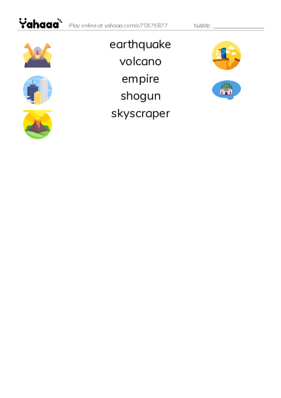 RAZ Vocabulary K: Japan PDF three columns match words