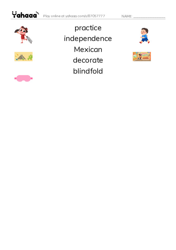 RAZ Vocabulary K: Marias Family Celebration PDF three columns match words