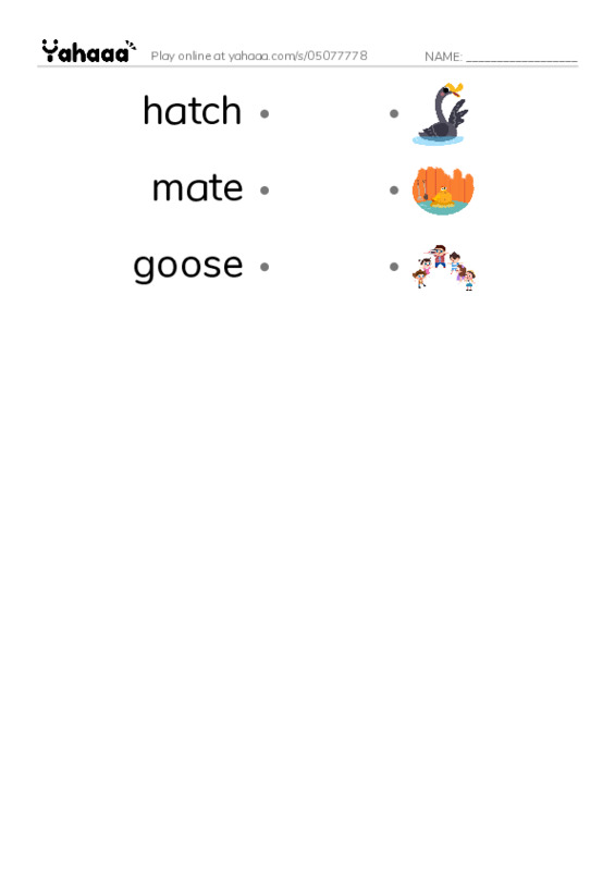 RAZ Vocabulary K: Migrating Geese PDF link match words worksheet