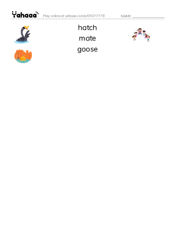 RAZ Vocabulary K: Migrating Geese PDF three columns match words