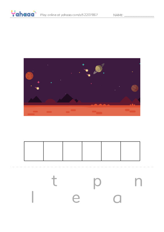 RAZ Vocabulary K: New Planet New School PDF word puzzles worksheet