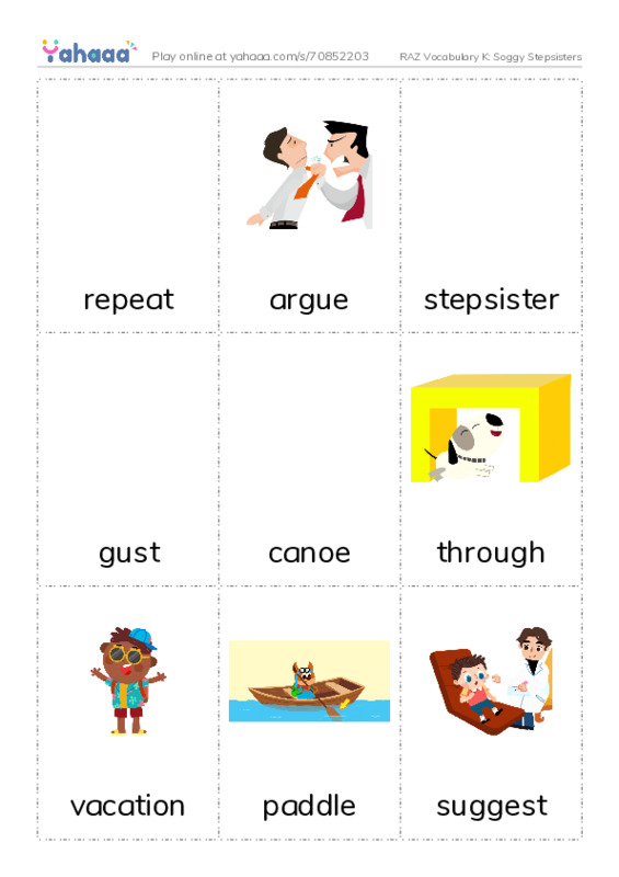 RAZ Vocabulary K: Soggy Stepsisters PDF flaschards with images
