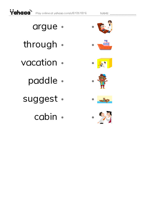 RAZ Vocabulary K: Soggy Stepsisters PDF link match words worksheet