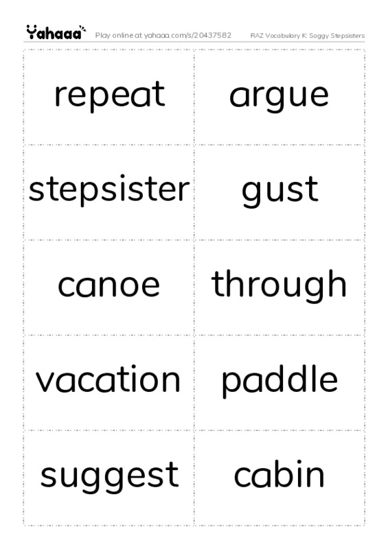 RAZ Vocabulary K: Soggy Stepsisters PDF two columns flashcards