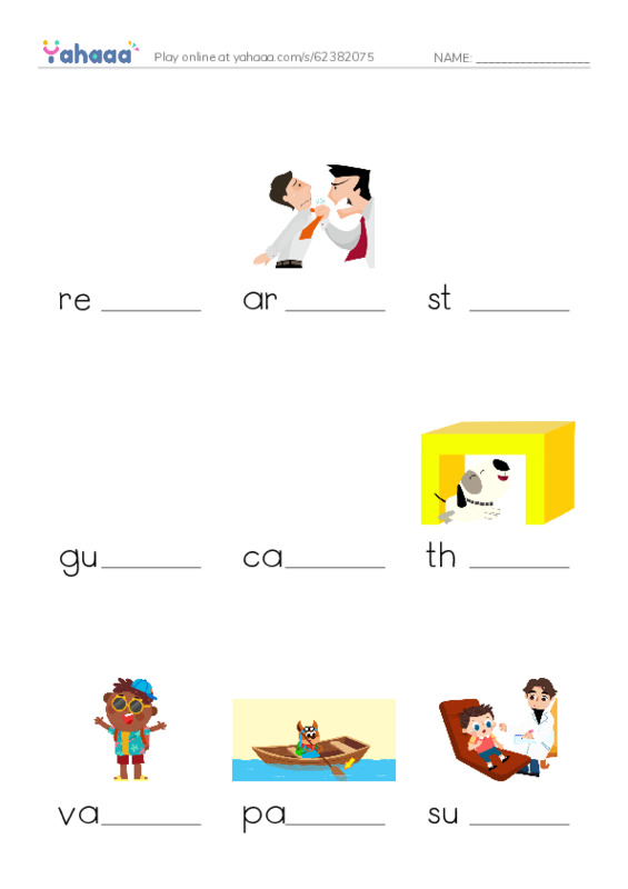 RAZ Vocabulary K: Soggy Stepsisters PDF worksheet to fill in words gaps
