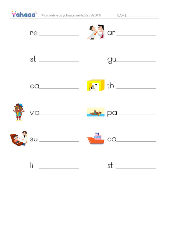 RAZ Vocabulary K: Soggy Stepsisters PDF worksheet writing row