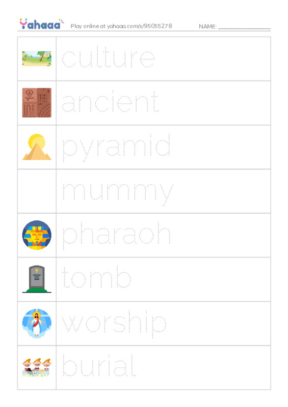 RAZ Vocabulary L: Ancient Egypt PDF one column image words