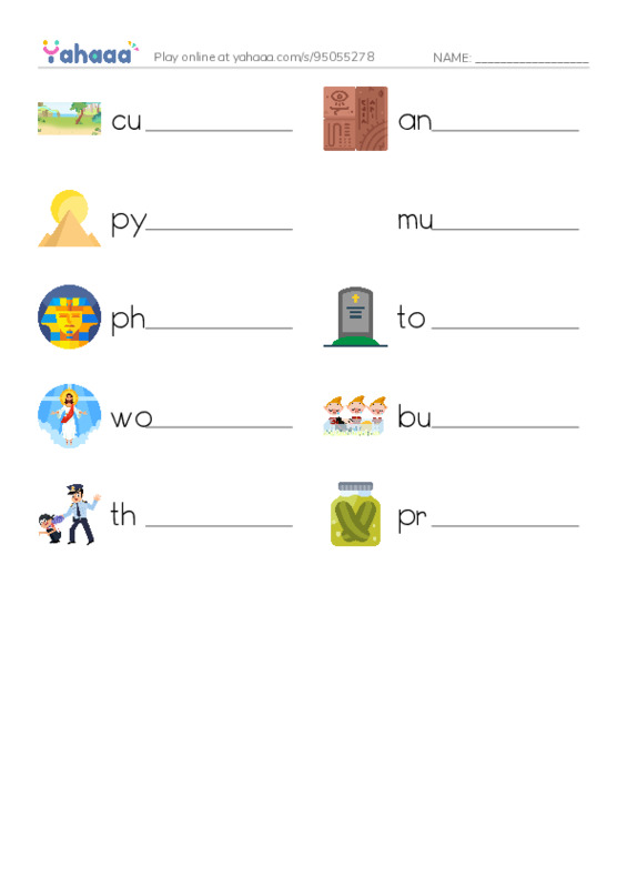 RAZ Vocabulary L: Ancient Egypt PDF worksheet writing row