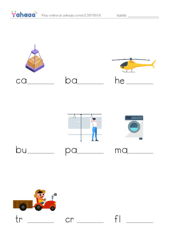 RAZ Vocabulary L: Big Machines PDF worksheet to fill in words gaps