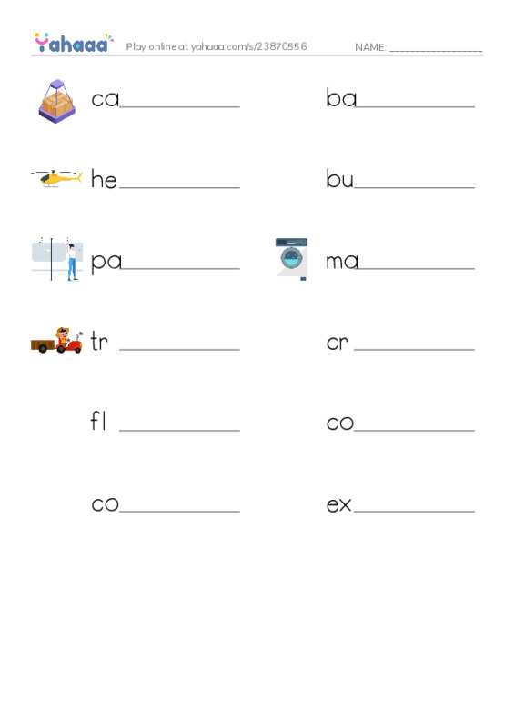 RAZ Vocabulary L: Big Machines PDF worksheet writing row