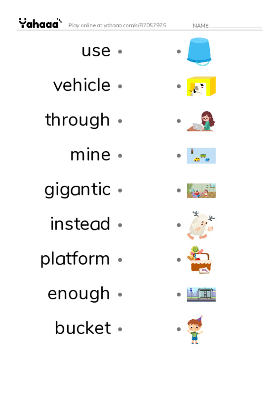 RAZ Vocabulary L: Bigger Than a Monster Truck PDF link match words worksheet