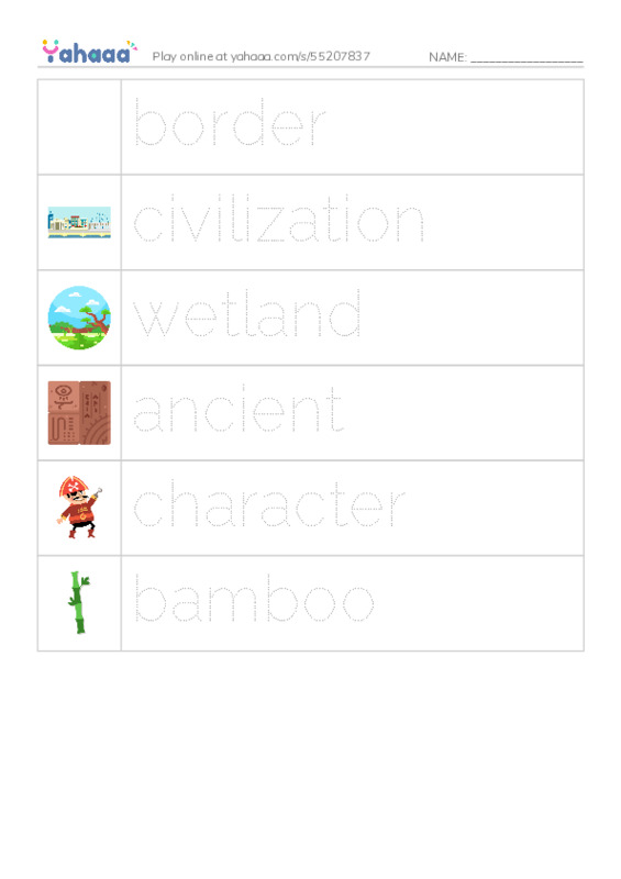 RAZ Vocabulary L: China PDF one column image words