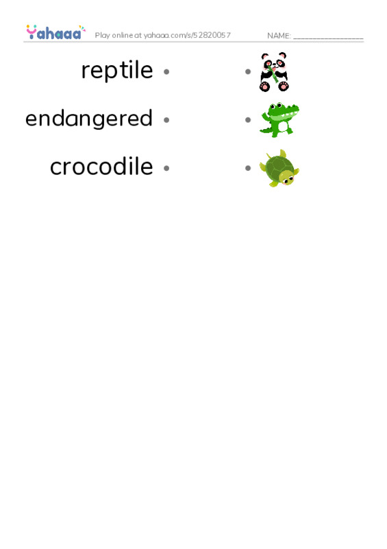 RAZ Vocabulary L: Crocs and Gators PDF link match words worksheet