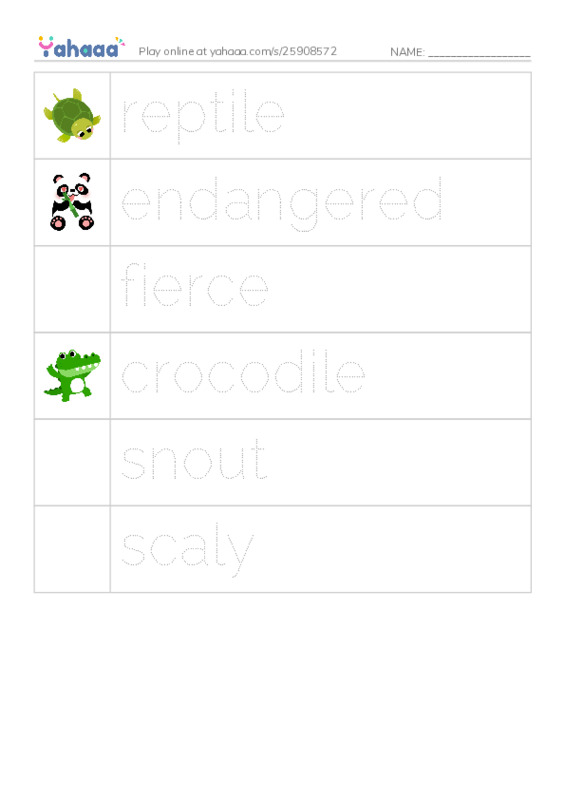RAZ Vocabulary L: Crocs and Gators PDF one column image words