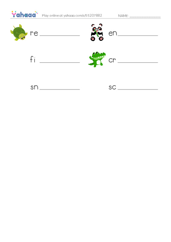 RAZ Vocabulary L: Crocs and Gators PDF worksheet writing row