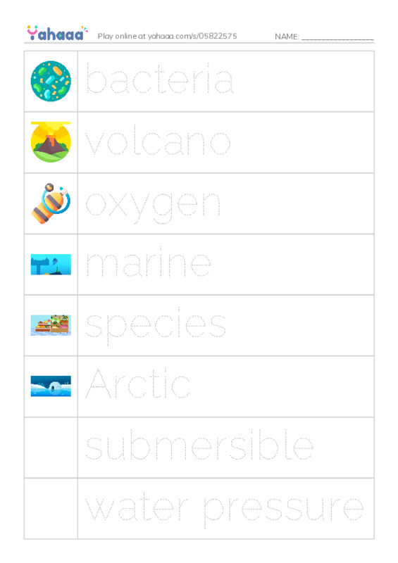 RAZ Vocabulary L: Deep in the Ocean PDF one column image words