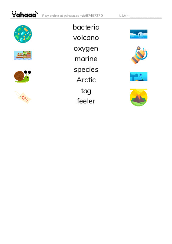 RAZ Vocabulary L: Deep in the Ocean PDF three columns match words