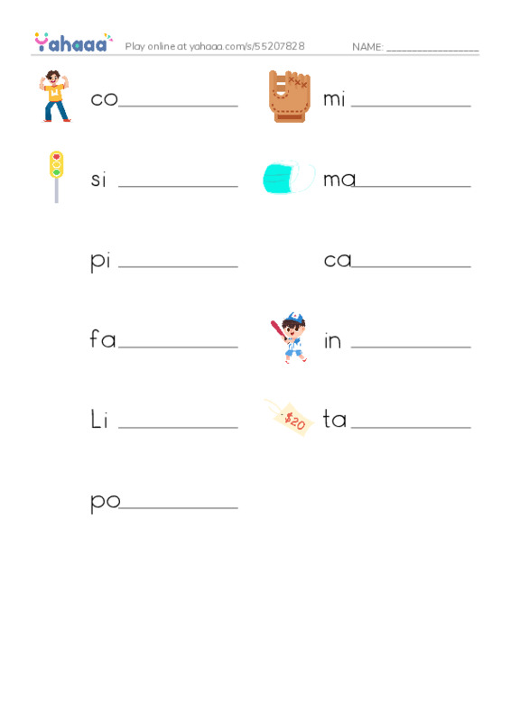 RAZ Vocabulary L: Eggys Easy Out PDF worksheet writing row