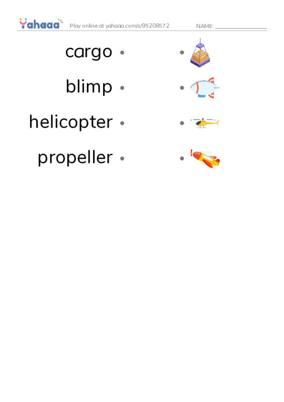 RAZ Vocabulary L: Fantastic Flying Machines PDF link match words worksheet