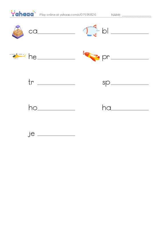 RAZ Vocabulary L: Fantastic Flying Machines PDF worksheet writing row