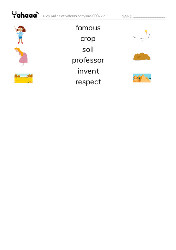 RAZ Vocabulary L: George Washington Carver PDF three columns match words