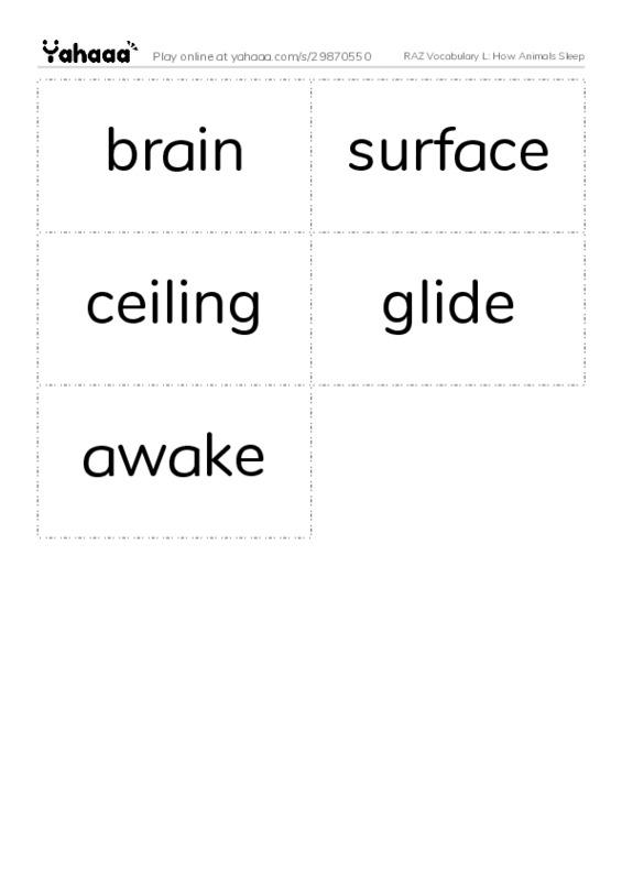 RAZ Vocabulary L: How Animals Sleep PDF two columns flashcards