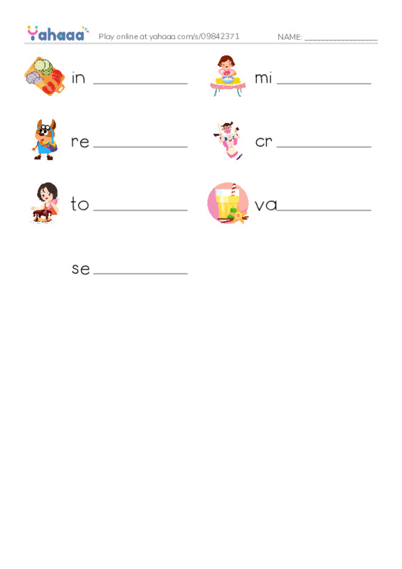 RAZ Vocabulary L: How to Make Ice Cream PDF worksheet writing row