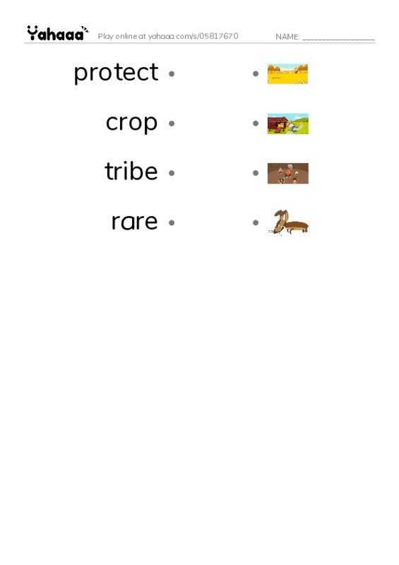 RAZ Vocabulary L: Kenya PDF link match words worksheet