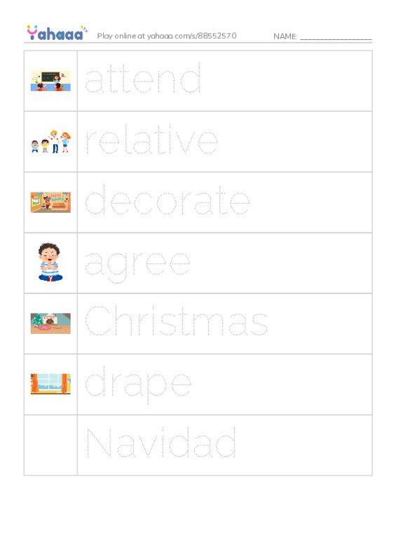 RAZ Vocabulary L: Marias Family Christmas PDF one column image words