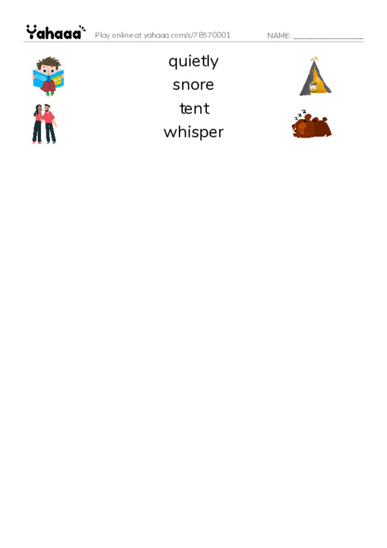 RAZ Vocabulary L: Noise in the Night PDF three columns match words