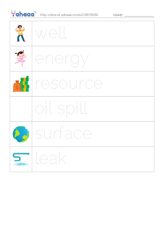 RAZ Vocabulary L: Oil A Messy Resource PDF one column image words