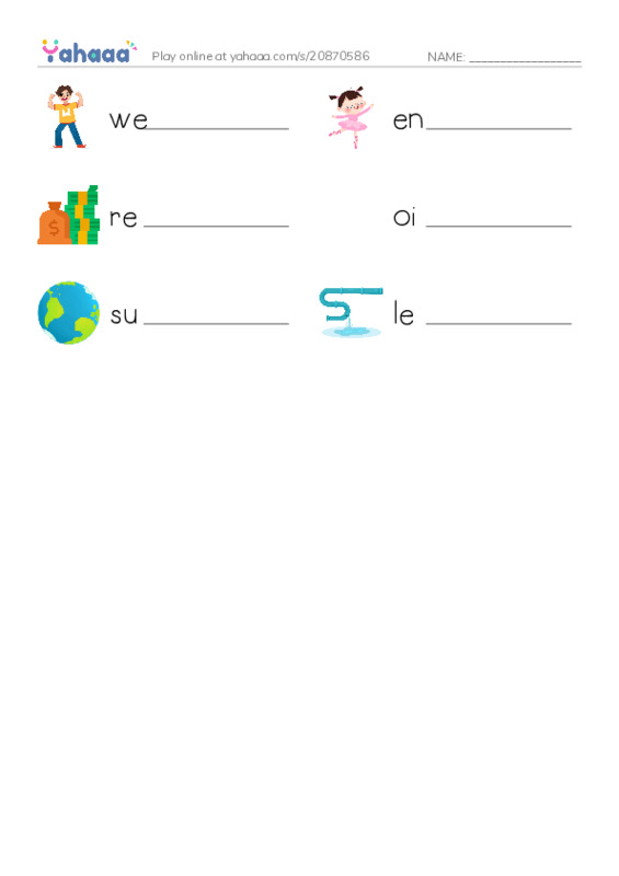 RAZ Vocabulary L: Oil A Messy Resource PDF worksheet writing row