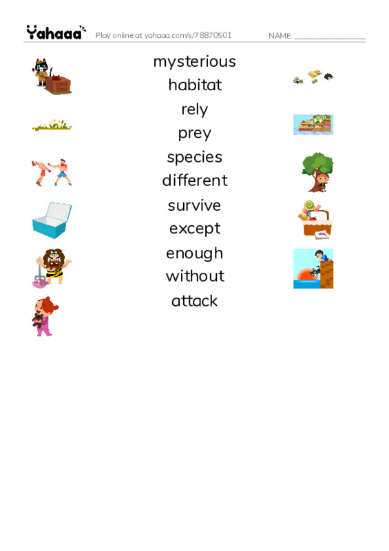 RAZ Vocabulary L: Owls Overhead PDF three columns match words