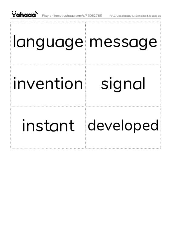 RAZ Vocabulary L: Sending Messages PDF two columns flashcards
