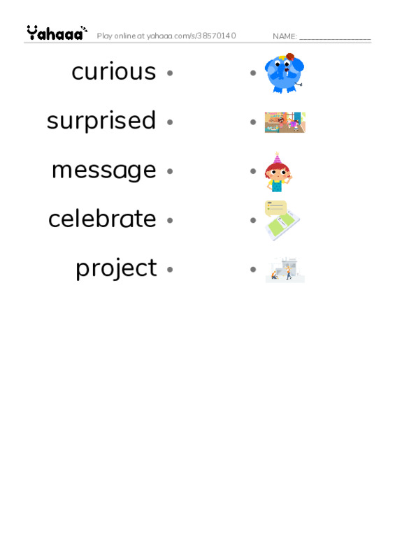 RAZ Vocabulary L: The 100th Day Project PDF link match words worksheet