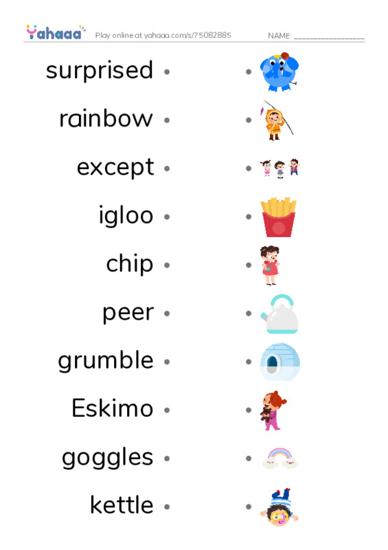 RAZ Vocabulary L: The Igloo PDF link match words worksheet