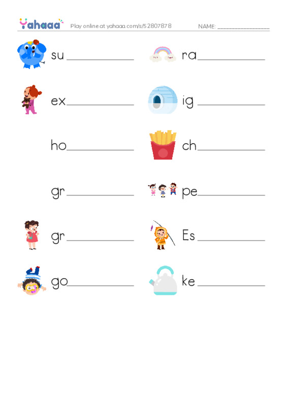 RAZ Vocabulary L: The Igloo PDF worksheet writing row