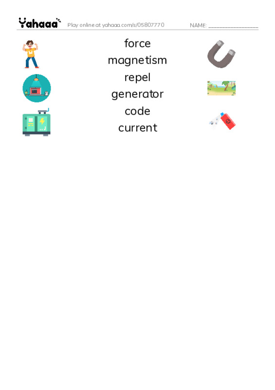 RAZ Vocabulary L: The Power of Magnets PDF three columns match words